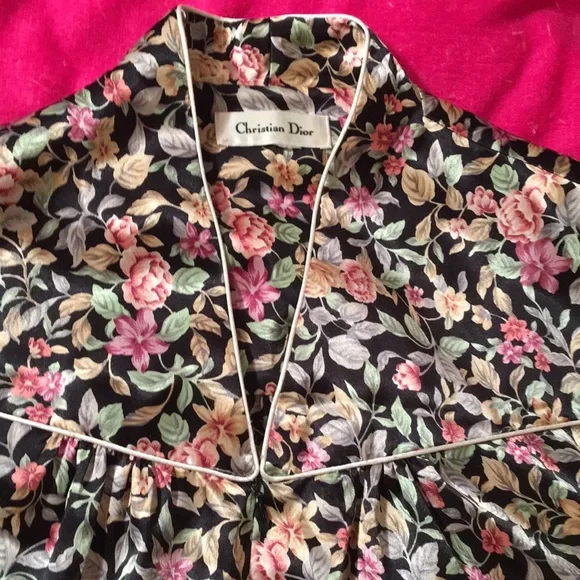 Dior Floral Silk Maxi Dress - Black and Pink